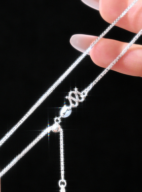 999纯银项链素银色肖邦链W扣项链