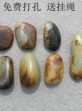 玉饰传奇新疆和田玉籽料吊坠挂件天然青玉真皮籽料手链男女单颗39