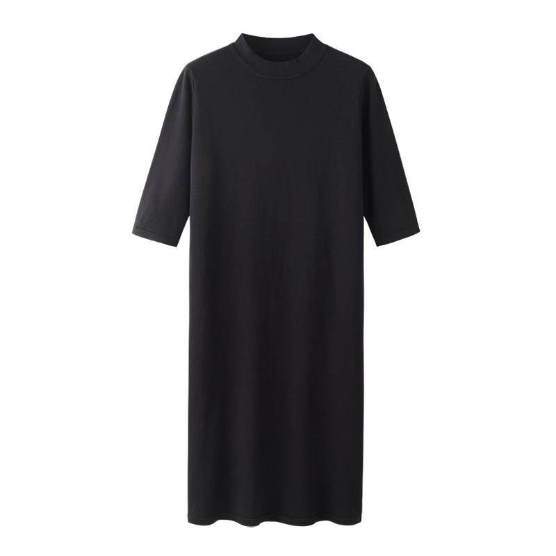 专柜半高领连衣裙春秋新款宽松长款过膝中袖打底裙内搭套头针织裙,淘宝优惠券,粉丝福利购,淘宝优惠卷