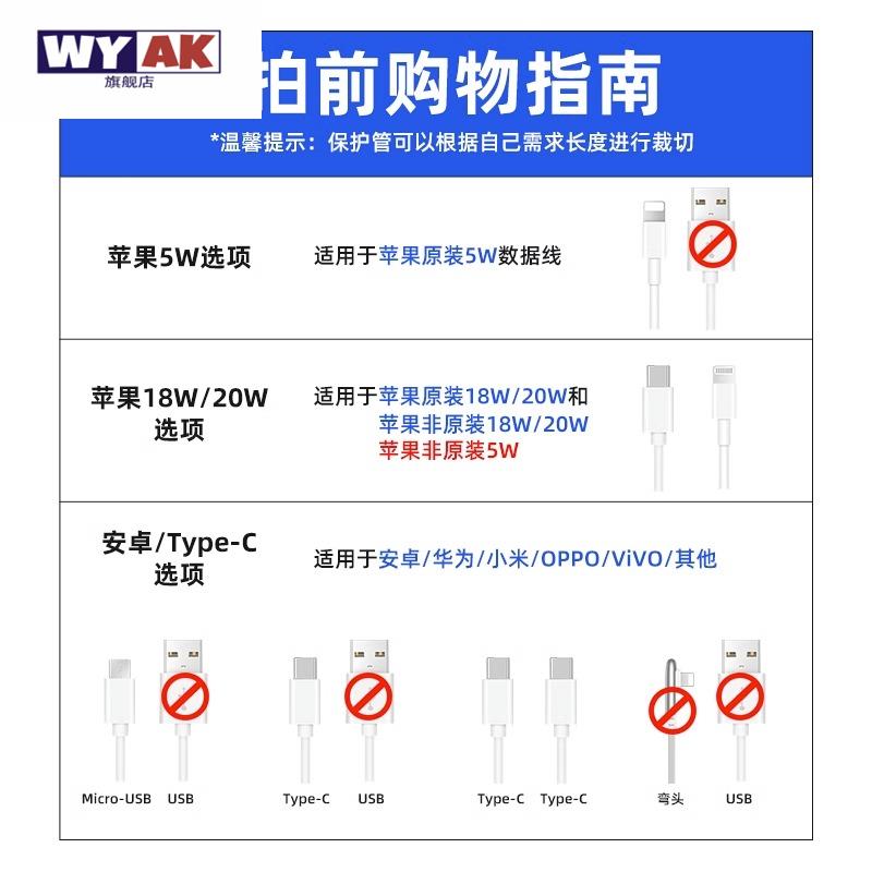 适用于苹果15promax手机充电器保护套数据线修复神器热缩管充电线华为安卓typecipad小米oppo20w快充充电头防 - 图1