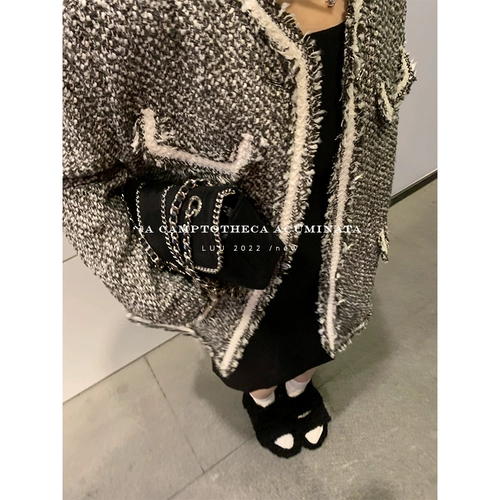 Демисезонная плетеная куртка, в стиле Шанель, изысканный стиль, свободный крой