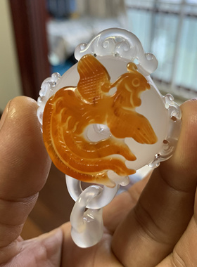 天然玛瑙俏色巧雕吊环凤凰吊坠精工雕刻玉髓挂件男女款饰品送礼佳