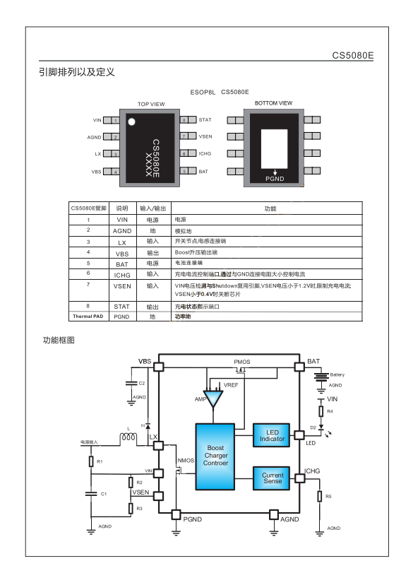 CS5080E芯片，双节锂电池串联应用，升压充电管理IC现货供应-图1