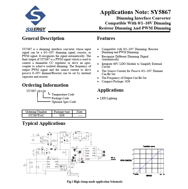 SY5867FAC芯片具有识别不同的调光数字的特点，原厂正品-图1