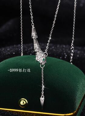 999足银灵蛇流苏项链本命年礼物