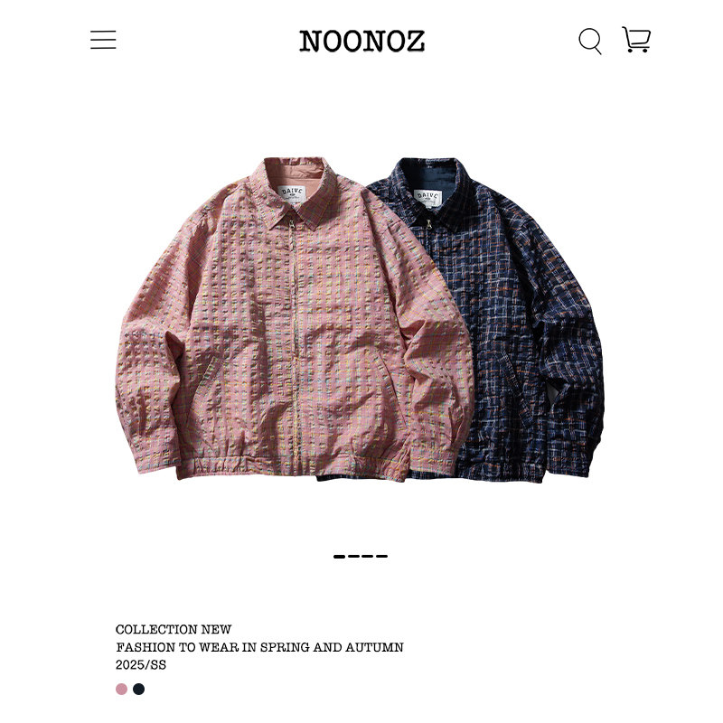 NOONOZ潮牌高级感美式格子肌理感翻领夹克男秋季新款休闲情侣外套,淘宝优惠券,粉丝福利购,淘宝优惠卷