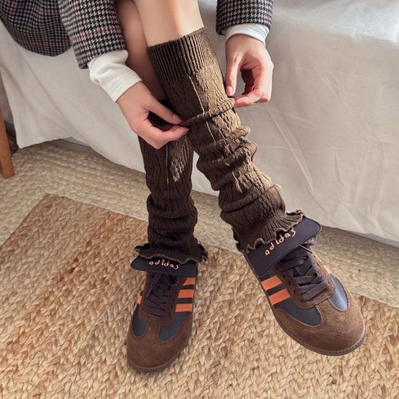 灰色堆堆袜套+打底裤绝绝子！秋冬加厚保暖针织小腿套复古堆堆袜,淘宝优惠券,粉丝福利购,淘宝优惠卷