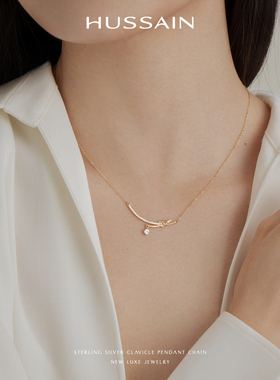 赫生循光轻奢项链原创纯银锁骨链