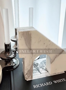 进口天然大理石书档摆件现代极简