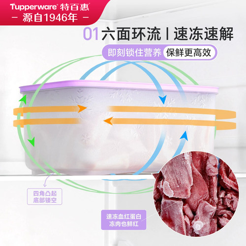 特百惠雪影冷冻冷藏2.5L大容量密封盒食品级保鲜盒冰箱专用收纳盒 - 图0
