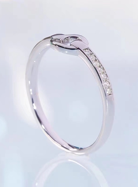 进口D色莫桑石圆形几何戒指