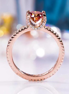 D色莫桑石红宝石双层复古戒指