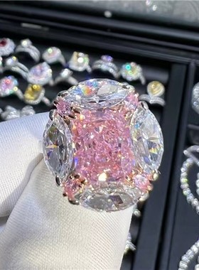 PRINGXY女款银镀金戒指粉钻