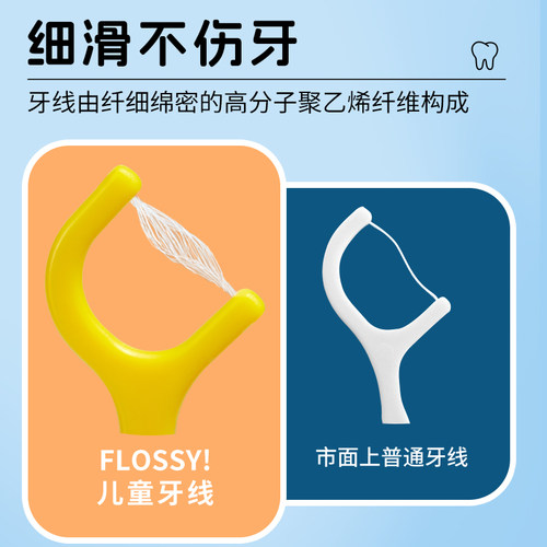 flossy儿童牙线棒超细线水果口味宝宝护齿牙线专用家庭装110支 - 图3
