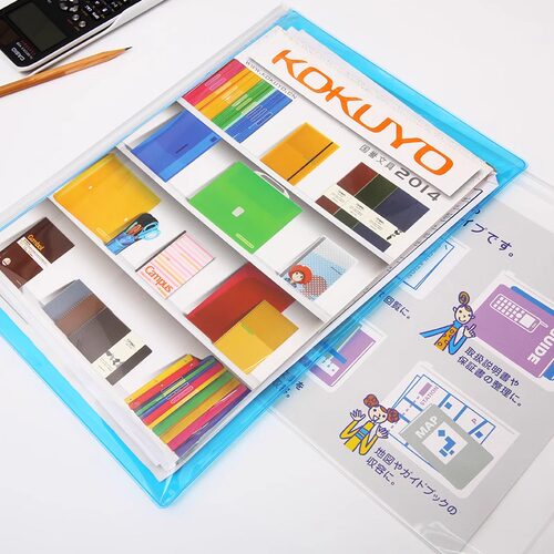 日本KOKUYO国誉轻薄系列透明拉边文件袋A4中小学生文具袋资料包袋 - 图0
