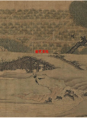 宋马逵丰年考木图宋画农耕国画