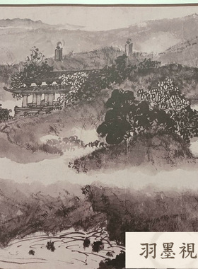 傅抱石云台山横幅挂轴水墨字画作