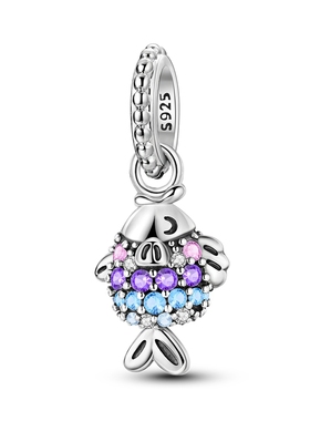 潘家时尚新款diy散珠饰品配件铜镀s925银可爱小章鱼贝壳串珠