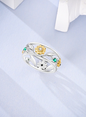 DIY花朵戒指铜镀银配饰原创新品