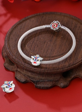 原创女生饰品项链吊坠铜镀银好运锦鲤珠子DIY串饰散珠潘家风格