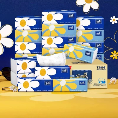 Tempo得宝抽纸整箱纸巾餐巾家用实惠装4层18包纸抽加厚纸巾正品
