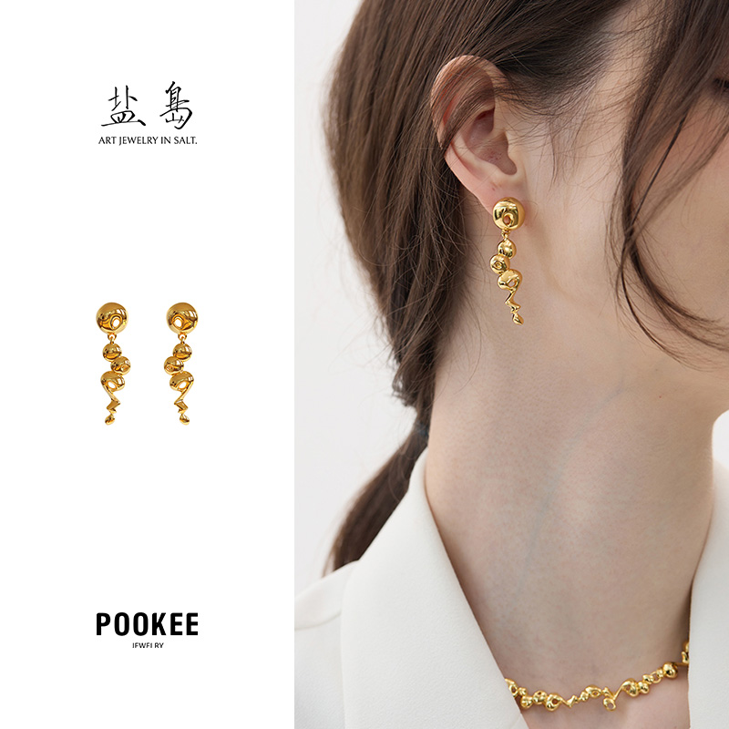 盐岛 竖条耳坠原创小众轻奢高级感气质款设计感简约百搭2024新款