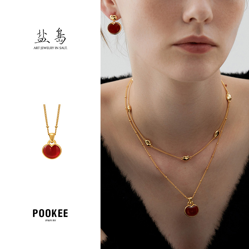 盐岛 笛卡尔小胖心爱心项链原创小众简约百搭气质款通勤饰品高级