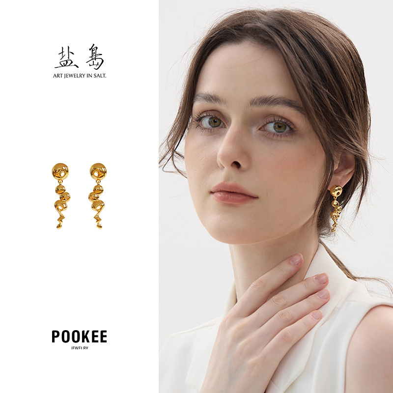 盐岛 竖条耳坠原创小众轻奢高级感气质款设计感简约百搭2024新款
