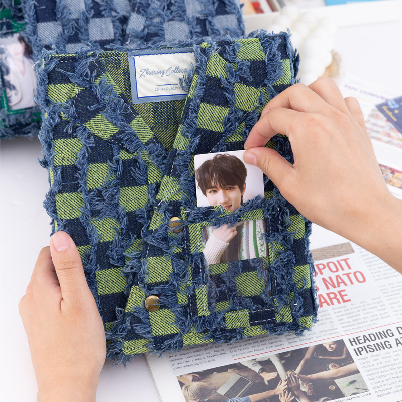 四宫格卡册棋盘格牛仔小卡收纳册拍立得磁吸相册3寸活页加厚内页追星收纳爱豆专辑小卡卡册a6卡册内页 - 图3