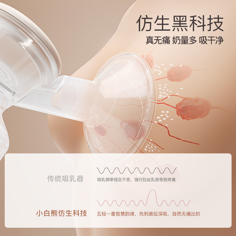 小白熊双边电动无痛按摩孕妇吸奶器 小白熊母婴吸奶器