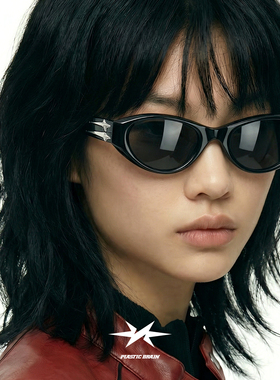 PLASTIC BRAIN墨镜复古猫眼男女渐变窄框太阳眼镜防紫外线