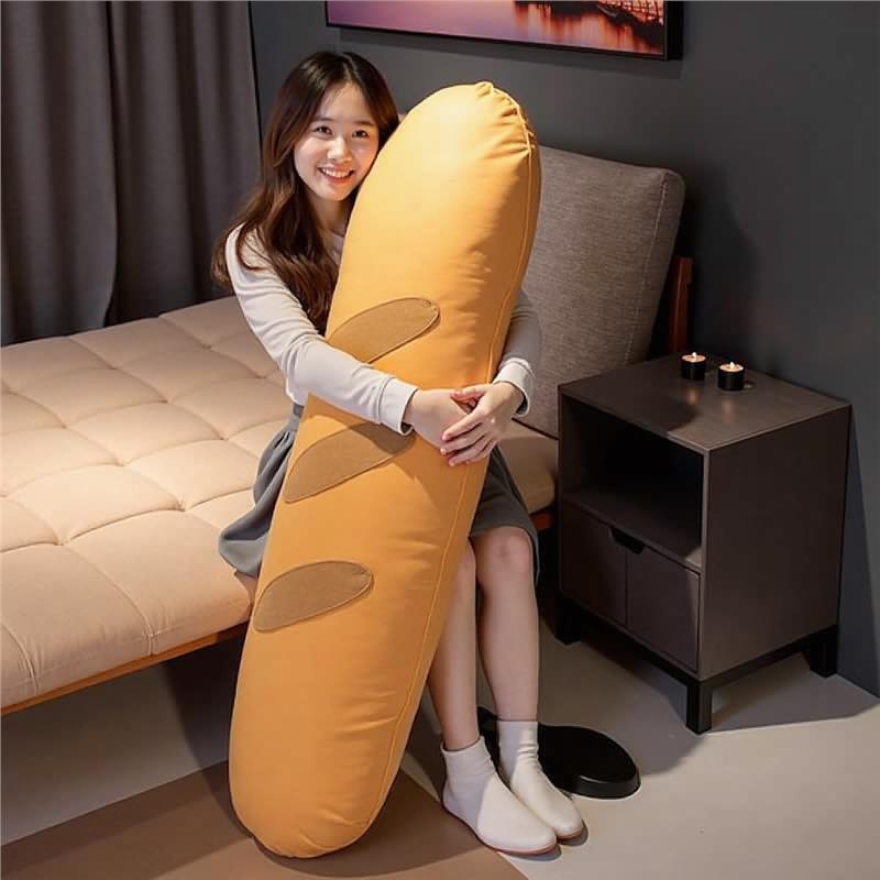 睡觉毛绒玩具长条拆洗床头宿舍可爱枕夹腿抱枕头面包法棍靠垫床上 - 图1