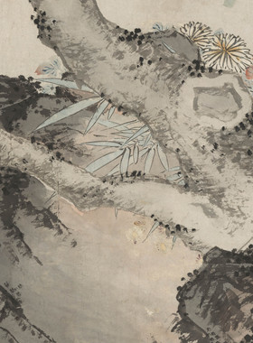 新品明沈周黄菊丹桂图写意花鸟装饰画国画高清微喷复制装饰画挂画