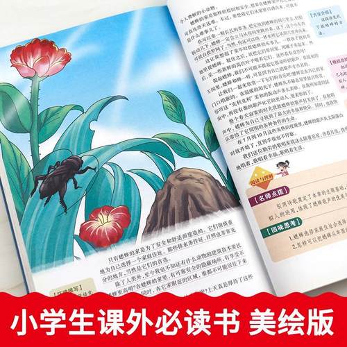 昆虫记五六年级自然科学类法让·亨利·法布尔著正版彩绘版名师导读带批注三四年级小学5-6年级上下册阅读推荐目录山东美术出版社 - 图0