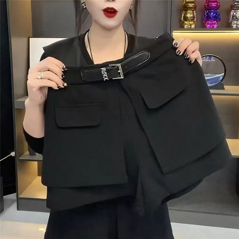 高腰阔腿短裤女秋冬2024新款女士外穿裙裤宽松A字假两件打底靴裤,淘宝优惠券,粉丝福利购,淘宝优惠卷