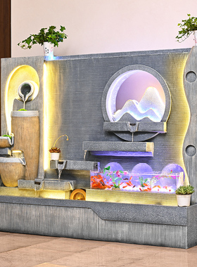 大型流水摆件循环水客厅招财加湿器假山水幕墙流水墙鱼缸阳台造景