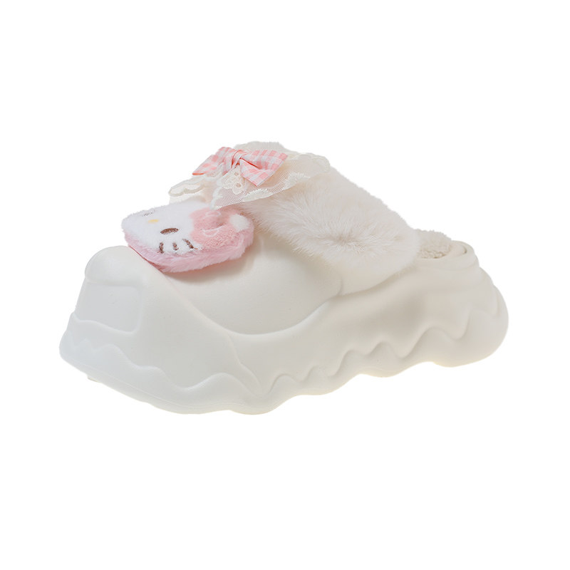 厚底增高防滑毛毛拖鞋女冬季可爱猫咪外穿包头加绒保暖室内棉拖鞋,淘宝优惠券,粉丝福利购,淘宝优惠卷