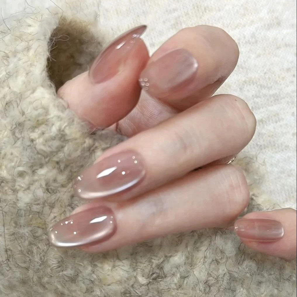 纯色猫眼手工穿戴甲显白短杏仁中长款2025新款高级感指甲贴片美甲,淘宝优惠券,粉丝福利购,淘宝优惠卷