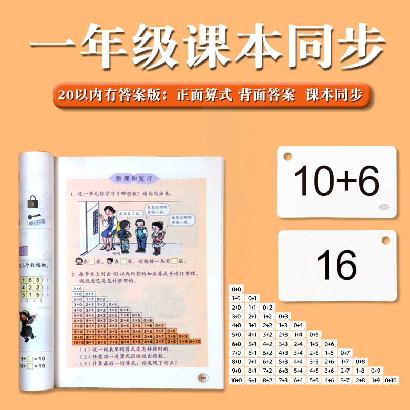 口算卡片小学一年级上册数学题卡100 20二十以内加法加减法口诀表-图1