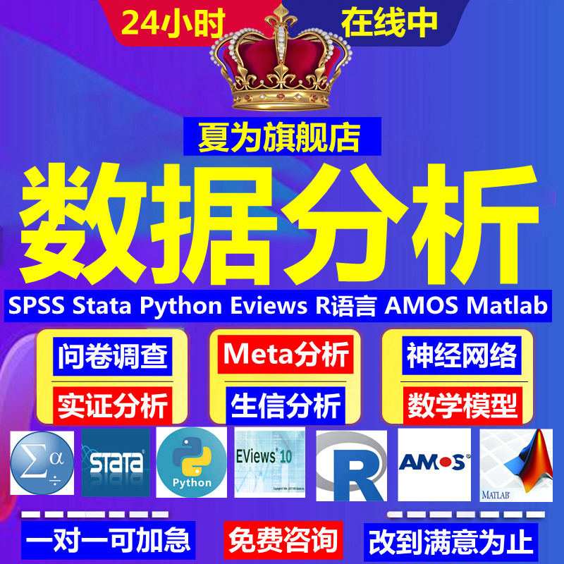 stata数据分析服务amos问卷eviews实证统计spss计量meta医学R代做 - 图0