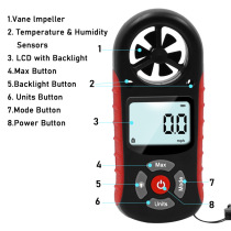 8-in-1 atmospheric pressure test temperature humidity wind speed meter wind speed gauge wind temperature tester digital anemometer