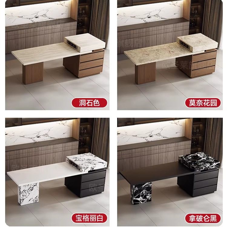 法式中古风洞石岩板多功能带电磁炉伸缩岛台餐桌家用客餐厅中台岛,淘宝优惠券,粉丝福利购,淘宝优惠卷