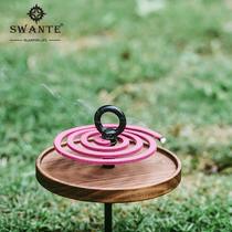 Swante Outdoor Mosquito Coil Pan Camping Solid Wood Mosquito Coil Black Walnuts Domestic Tray Aluminum Alloy Ground Nail Burner