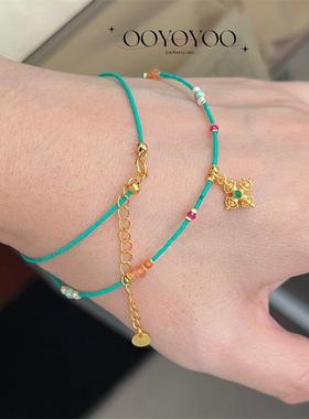 天然石蝴蝶滴油项链女百搭锁骨链