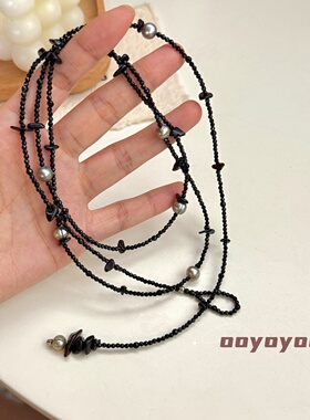 天然珍珠甜酷风项链女暗黑颈链