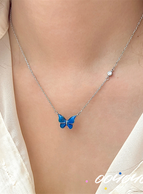 纯银温感变色蝴蝶女项链节日礼物