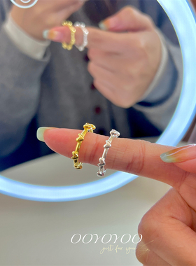 925纯银一串爱心ins极简小众戒指