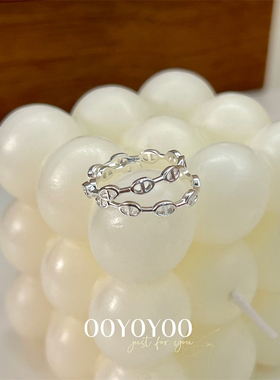 女925银简约小众猪鼻子开口戒指