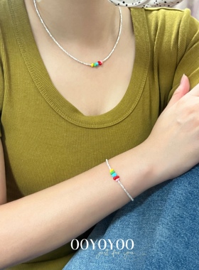 女925银多巴胺彩虹豆豆手链项链