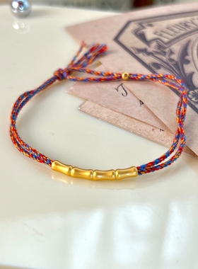 彩色手绳925纯银碎银子抽拉手饰